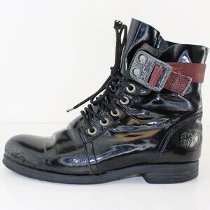 Fly London Patent Leather Lace Up Bootie with Ankle Strap Detail (EU 40/US 9)